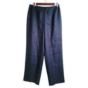 Vintage Talbots Navy Blue Silk Wool Blend Relaxed Tapered Trousers Pants Size 28